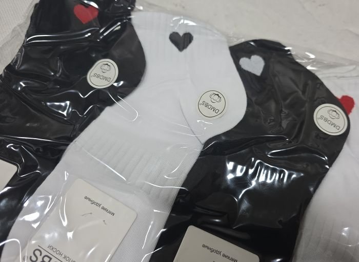 Шкарпетки "DMDBS" BS:016/(БС-016) стрейч /cotton жіночі, р. 36-41 -асорті -(Укорочені -чорні+білі +на середній гумці в рубчик мікс різних сердець +посередині резинка фіксатор) -уп. 10 шт