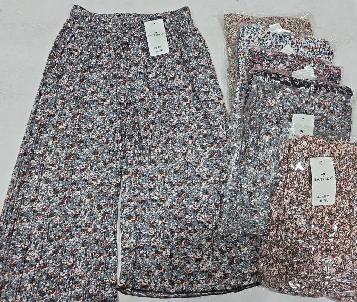 Прогулянкові штани "Ластівка" А-2825 з легкої тканини жатка, вільного крою з широким низом, пояс на резинці, р. 3XL/7XL-(46-50), 8XL/10XL-(50-54) -(Без вибору забарвлення!)