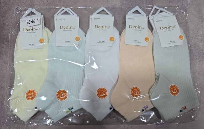 Шкарпетки "Deoiros" В-6682-4 стрейч жіночі, р. 36-41 -асорті -(Укорочені -однотонні у рельєфний рубчик +на гумці маленька вишивка) -уп. 10 шт