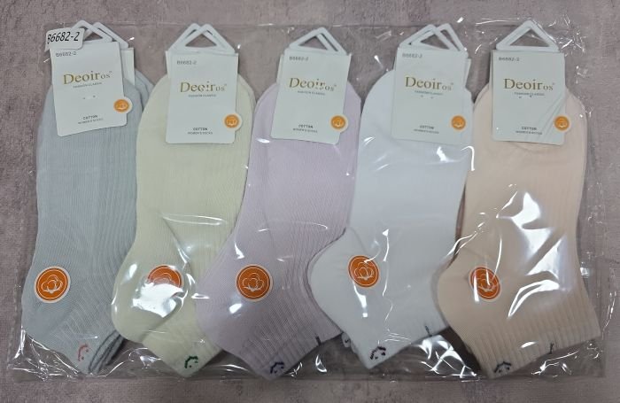 Шкарпетки "Deoiros" В-6682-2 стрейч жіночі, р. 36-41 -асорті -(Укорочені -однотонні у рельєфний рубчик +на гумці смайлик) -уп. 10 шт
