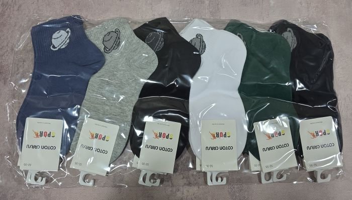 Шкарпетки "Cotton Carsu" LE-2006-14 cotton дитячі на розмір взуття: 32-35 -(Хлопчик /однотонні +планета на гумці в рубчик) -уп. 10 шт