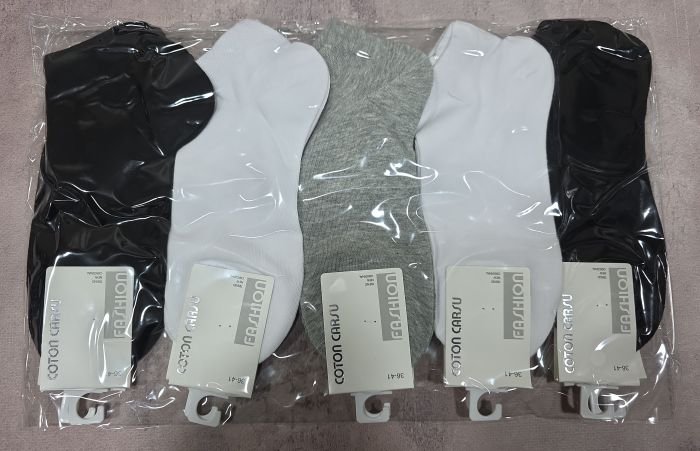 Шкарпетки "Cotton Carsu" LN-1001-18 стрейч жіночі, р. 36-41 -асорті -(Короткі /три кольори) -уп. 10 шт