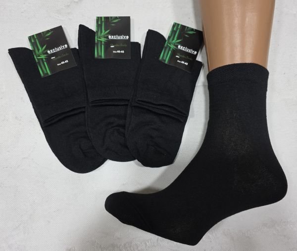 Шкарпетки Житомир "Exciusive Bambu Socks" МР-005-05 стрейч-lycra чоловічі, р. 40-45 -(Середні /чорні -однотонні) -уп. 12 шт