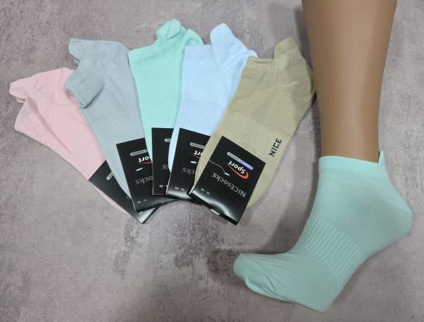 Шкарпетки "NiceSocks" 412-1/10 cotton-стрейч жіночі, р. 36-40 -асорті -(Короткі /пастельний мікс +ззаду з язичком +посередині гумка фіксатор) -уп. 10 шт