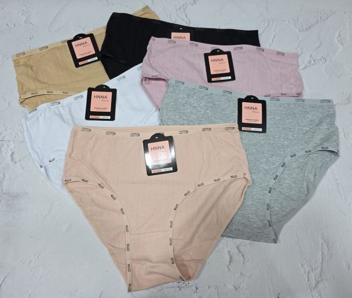 Жіночі труси "HNNA" New M-6644 cotton, р. 2XL, 3XL, 4XL -(48, 50, 52) -асорті -(Однотонні з рельєфним дрібним візерунком) -уп. 12 шт