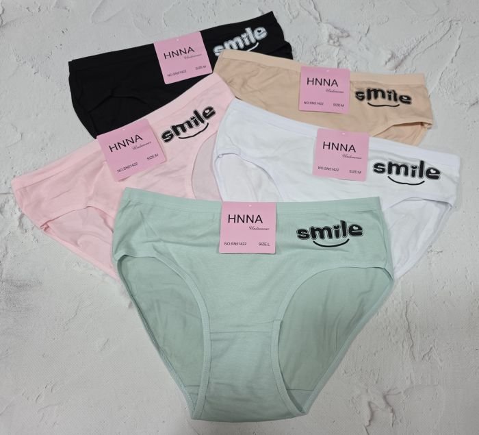 Жіночі труси "HNNA" New SN-51422 cotton, р. М, L, XL -(44, 46, 48) -асорті -(Однотонні +збоку напис Smile) -уп. 12 шт
