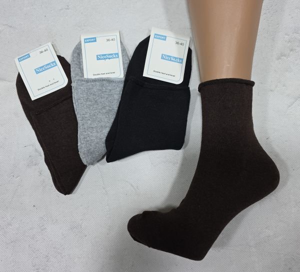 Шкарпетки "NiceSocks" 333-12 -медичні -S стрейч "Без резинки" жіночі, р. 36-40 -асорті -(Однотонні -без гумки із закрученим верхом) -уп. 12 шт