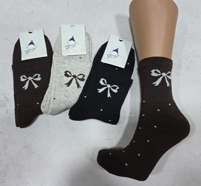 Шкарпетки "NiceSocks" 5713 махрові жіночі, р. 36-40 -асорті -(Махра -в горошок +на гумці в рубчик бант) -уп. 12 шт