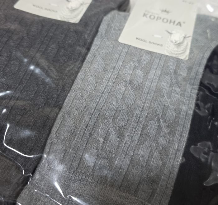 Шкарпетки "Корона" АY-436 вовняні з флісовим напиленням чоловічі, р. 41-47 -асорті -(Високі/ однотонні +з рельєфним візерунком) -уп. 10 шт.
