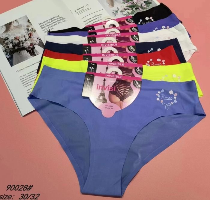 Жіночі труси "Invisi" 90028 мікрофібра безшовні з лазерною обробкою, р. xl, 2xl -(44-46, 46-48) -асорті -(однотонні +збоку віночок усередині з написом) -уп. 12 шт