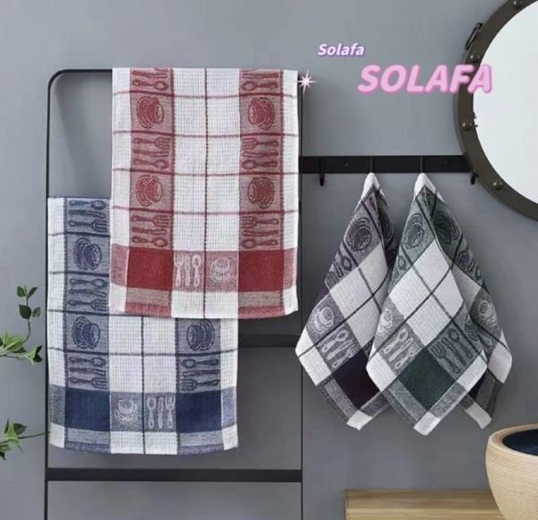 Рушник / серветка 6174-600 кухонний, р. 40*60 -уп.12 шт -(великі клітини + чашки.. +ложки... -кухня)