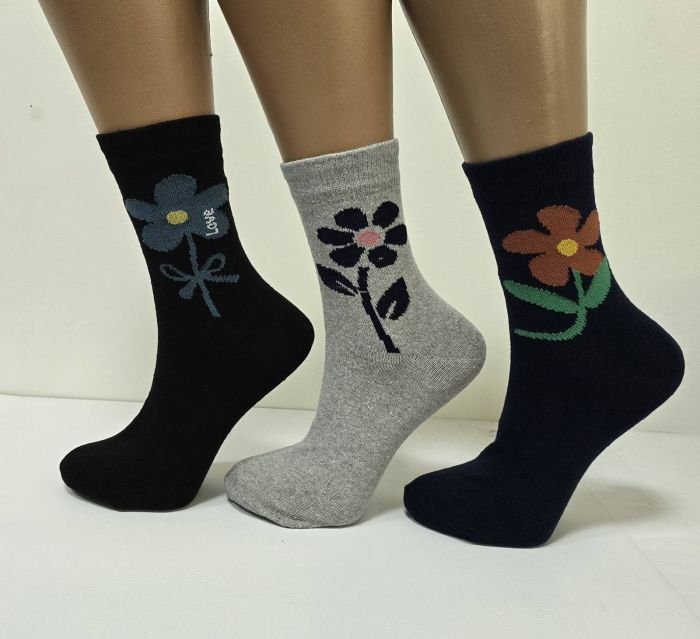 Шкарпетки житомир "LIMERENCE" 412-16 стрейч жіночі (високі) р. 36-40 -асорті -(збоку велика квітка ромашки з різними мікс пелюстками -стрейч)