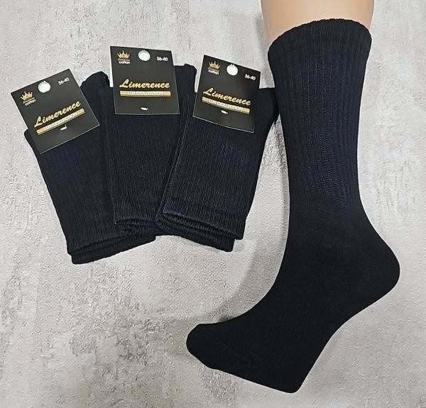 Шкарпетки Житомир "LIMERENCE LUX" 690-90 cotton /стрейч "Теніс" жіночі (Узбецька бавовна), р. 36-40 -асорті -(Тені -LUX -чорні -жін.)