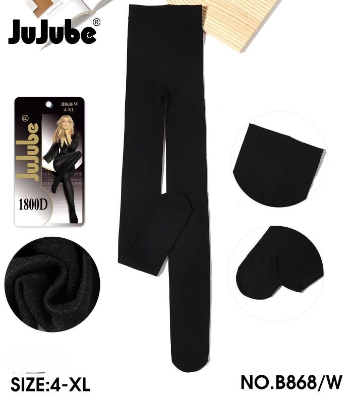 Колготки "JUJUBE" К-868 №4 на байці р. 42-46 /1 шов -(чорні) -уп.1 шт.