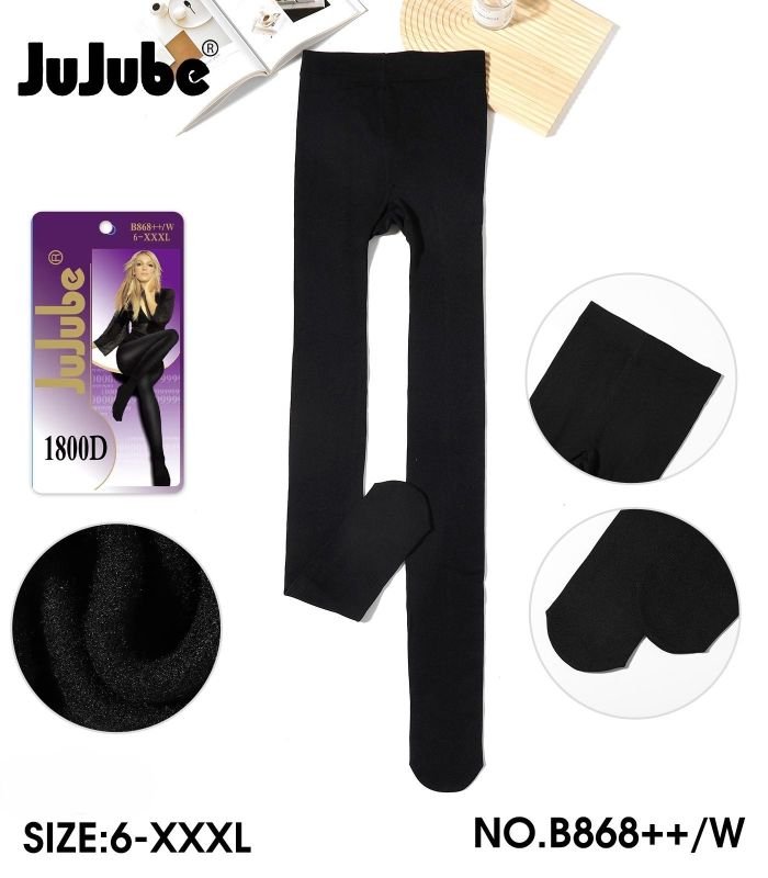 Колготки "JUJUBE" К-868++ №6 на байці р. 50-54 /2 шва -(чорні) -уп.1 шт.