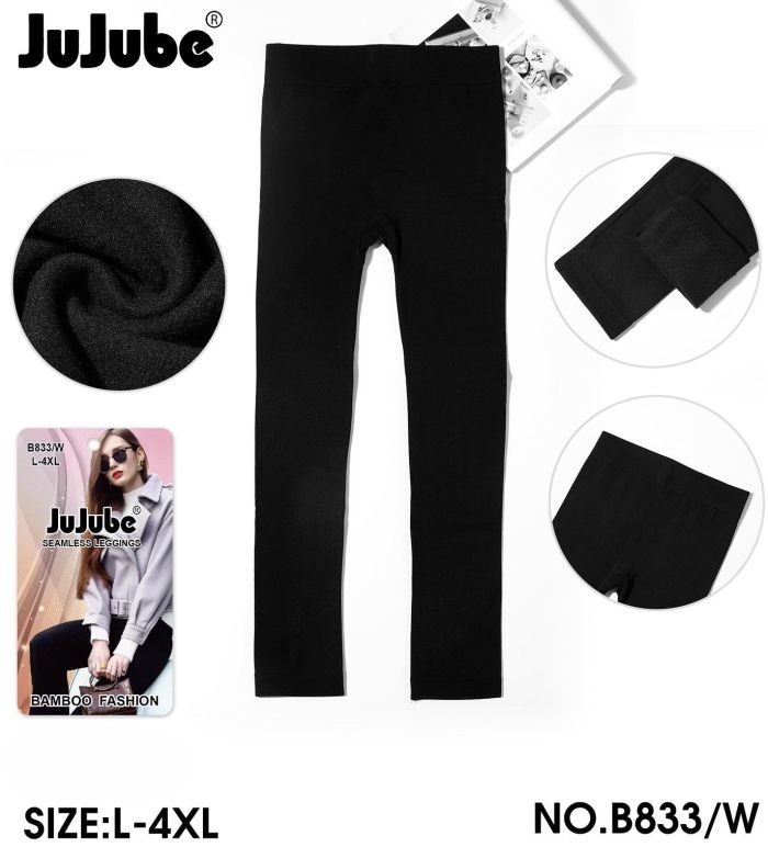 Лосини "JUJUBE" 833 безшовні на тонкому хутрі,  р. L/4XL-(44-48) -(чорні)