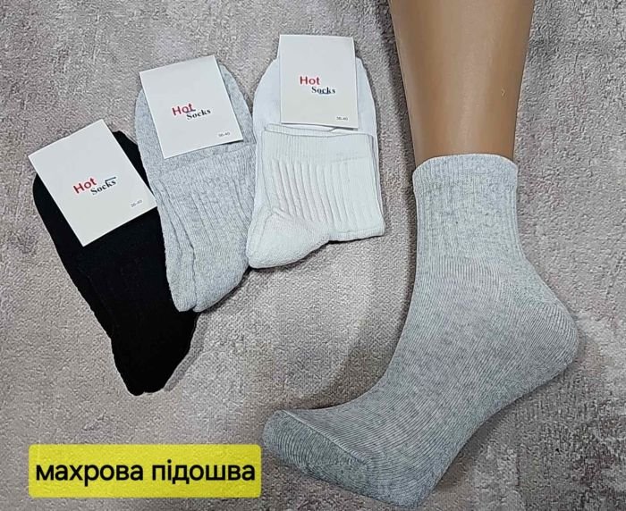 Шкарпетки "Nice /Hot Socks" 536-MIX напівмахрові/ махрова підошва жіночі, р. 36-40 -асорті -(Однотонні три кольори з широкою гумкою в рубчик +махрова стопа) -уп. 12 шт
