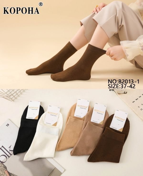 Шкарпетки "Корона" B-2013-1 стрейч /cotton жіночі, р. 37-42 -асорті -(Високі -однотонні /кавовий мікс -гладкі) -уп. 10 шт