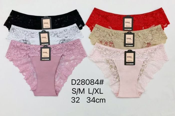 Жіночі труси "DINA Rose" 28084 cotton, р. S/M, L/XL -(44-46, 46-48) -асорті -(однотонні +під гумкою і ззаду мереживо) -уп. 12 шт