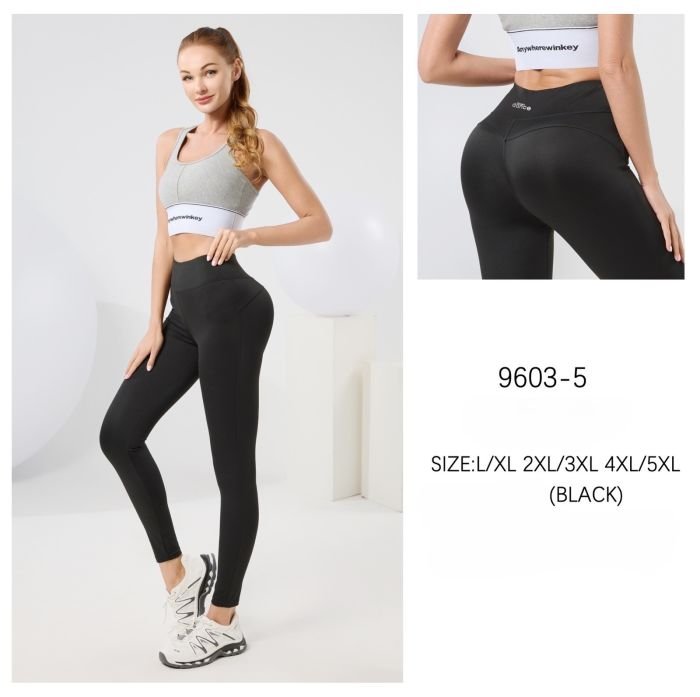 Лосини "Kenalin" 9603-5 з еластичної тканини +верх на широкому поясі, р. L/XL-(44-48), 2XL/3XL-(46-50), 4XL/5XL-(48-52) -(чорні)