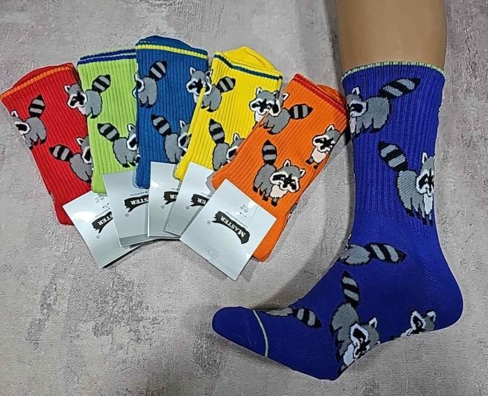 Шкарпетки Житомир "Мaster" 823-3 стрейч /cotton чоловічі "Теніс кольорові" р. 27-29 -випадковий мікс -(Теніс /кольорові з великими єнотами з хвостиками по всій шкарпетці -стрейч) -уп. 12 шт 