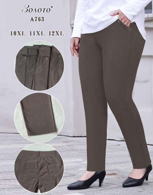 Лосини брючні "Золото" А-763-К спереду і ззаду кишені, р. 10XL-(56), 11XL-(58), 12XL-(60) -(Кавовий меланж)
