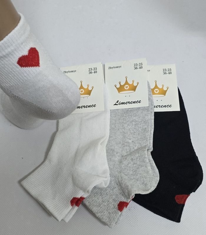 Шкарпетки Житомир "Limerence" 10-005 сітка жіночі, р. 36-40 -асорті -(сіточка -середні /однотонні +позаду на широкій резинці червоне серце) -уп. 12 шт