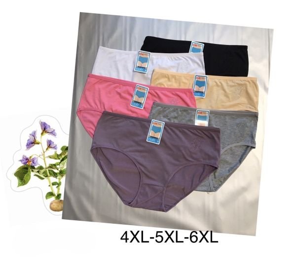 Жіночі труси "Sola Cotton" 8001 cotton, р. 4ХL, 5ХL, 6ХL -(52-54, 54-56, 56-58) -асорті -(Однотонні +збоку вишита квіточка) -уп. 12 шт