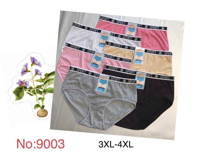 Жіночі труси "Sola Cotton" NO:9003 cotton, р. 3ХL, 4ХL -(48, 50) -асорті -(У дрібний горошок + гумка з написами) -уп. 12 шт