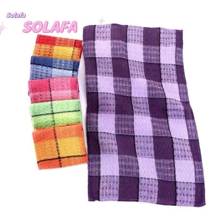 Рушник / серветка 6173-600 cotton, р. 60*40 -уп.12 шт -(вафелька /яскраві у клітку -кухня)