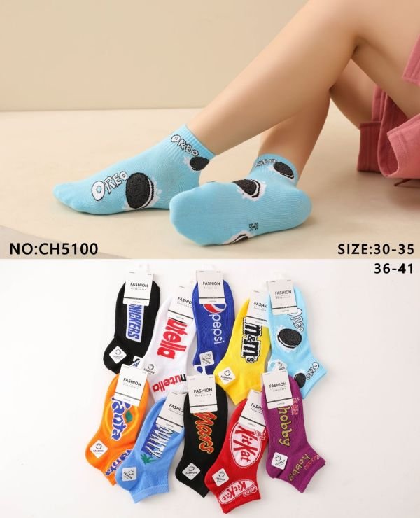 Шкарпетки "COALO" СH-5100 стрейч /cotton підліткові /жіночі, р. 36-41 -(мікс назв солодощів -підліток) - уп. 10 шт