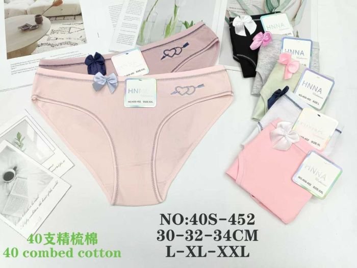 Жіночі труси "HNNA" 40-S-452 cotton, р. L, xl, 2xl -(44-46, 46-48, 48-50) -асорті -(Однотонні + збоку два серця + обідок по ніжці) -уп. 12 шт