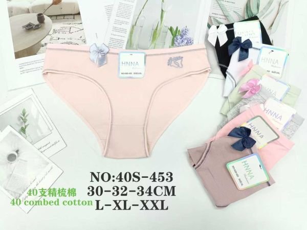 Жіночі труси "HNNA" 40-S-453 cotton, р. L, xl, 2xl -(44-46, 46-48, 48-50) -асорті -(Однотонні +збоку лапки +обідок по ніжці) -уп. 12 шт