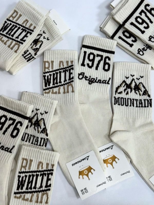 Шкарпетки Житомир "Limerence" 435-5 стрейч жіночі "Теніс" р. 36-41 -асорті -(Теніс -бежево-молочні з різними написами на високій гумці -1976...+...) -уп. 12 шт