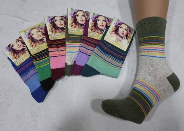 Шкарпетки "Дукат" 549-25 стрейч жіночі р. 36-40 - асорті -(Високі +Мікс райдужних тонких смужок -стрейч) -уп. 12 шт