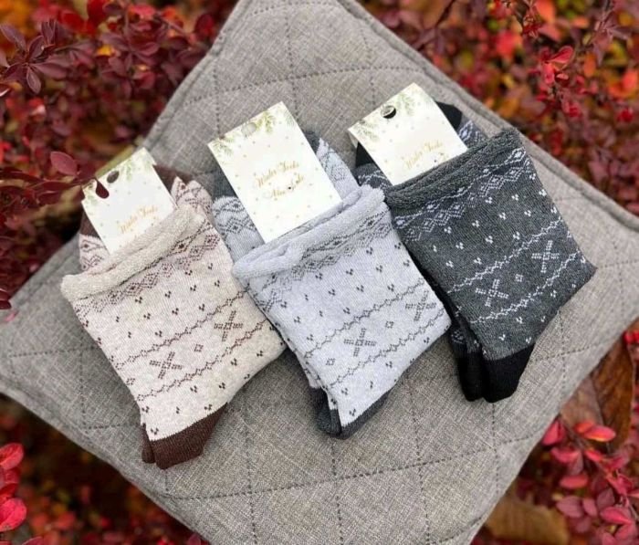 Шкарпетки "NiceSocks" 501-БР махрові "Без резинки" жіночі, р. 36-40 -асорті -(Махра -Б/р "без гумки" в орнамент по всій шкарпетці) -уп. 12 шт