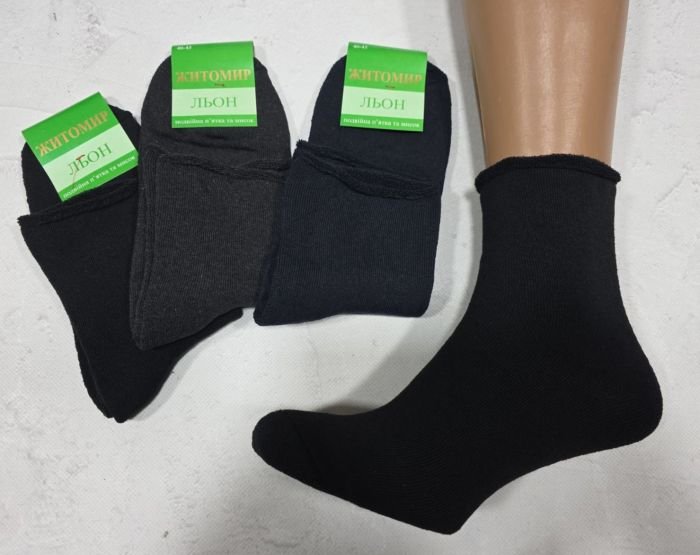 Шкарпетки "Nice-ЛЬОН" 505-mix-ЛМЕ махрові чоловічі "Без резинки", р. 40-45 -(махра льон-Б/Р-асорті -без гумки) -уп. 12 шт