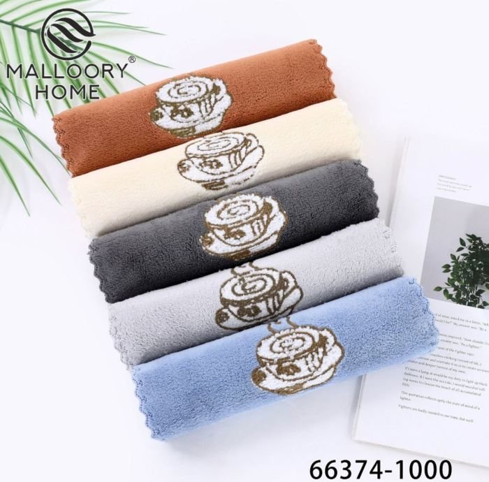 Рушник 66374-1000 кухонний мікрофібра-травка р. 25*50 -уп. 20 шт -(Однотонні +вишивка кавових чашок)