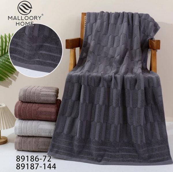 Рушник 89187-144 лицьовий cotton -махра, р. 100*50 -уп. 8 шт -(Однотонний +з 3D візерунком з прямокутників -обличчя)