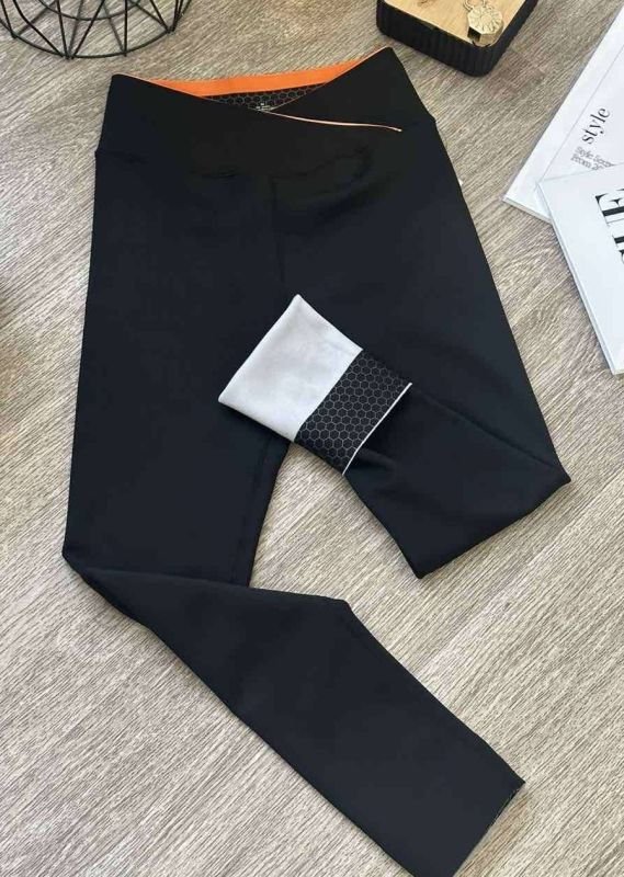 Лосини "Aolong" АL-3040 гладкі на плюшевому флісі з коригуючою мембраною та тейпами +з широким поясом утяжкою +з підтяжкою живота та сідниць, р. L-(44-48), XL-(46-50), 2XL-(48-52) -(чорні)