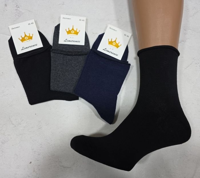 Шкарпетки Житомир "Limerence" 152-0 стрейч чоловічі "Без резинки", р. 41-45 -асорті -(Б/р -однотонні із закрученим верхом /чол. -стрейч) -уп. 12 шт
