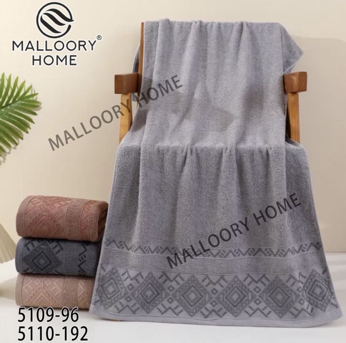 Рушник 5110-192 лицьовий cotton -махра, р. 100*50 -уп. 8 шт -(Однотонний +вставка з орнаментом з ромбів -обличчя)