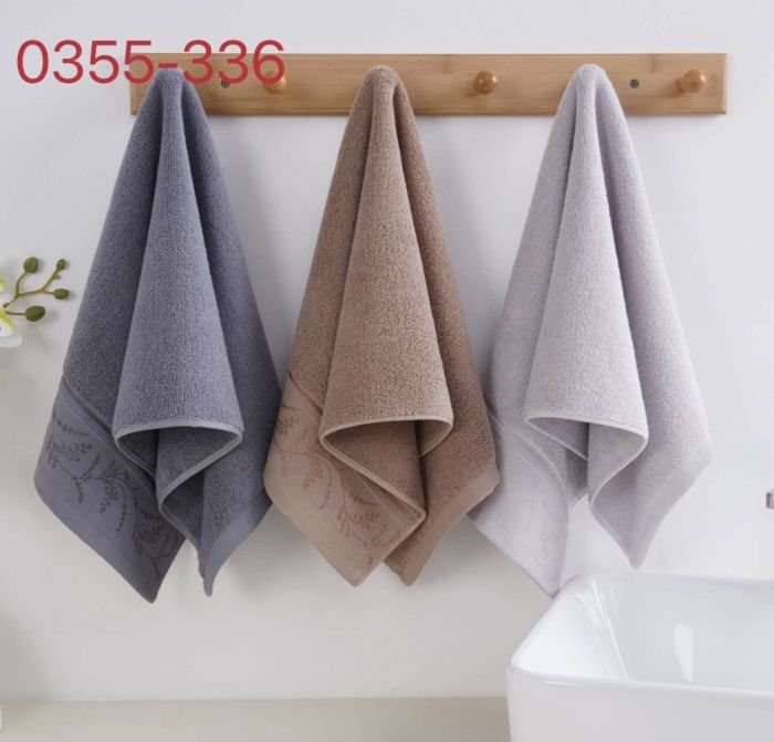 Рушник 0355-336 кухонний бавовна -махра, р. 35*75 -уп. 12 шт -(Однотонний +на вставці тоненькі гілочки -кухня)