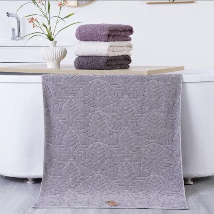 Рушник 6301-А банний cotton -махра, р. 140*70 -уп. 4 шт -(Однотонний у рельєфний візерунок -баня)