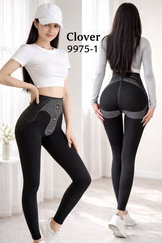 Лосини "Clover" 9975-1 демі гладкі корсетного типу з посиленою коригуючою мембраною та з тейпами +з широким поясом утяжкою +з підтяжкою живота та сідниць, р. М-(44-46), L-(46-48), XL-(48-50) -(чорні)
