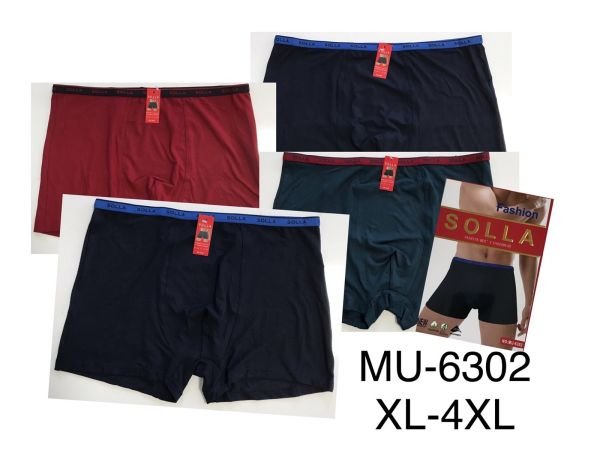 Боксери "SOLLA" MU-6302 cotton+bamboo р. Хl, 2XL, 3XL, 4XL -ростовка 8 шт