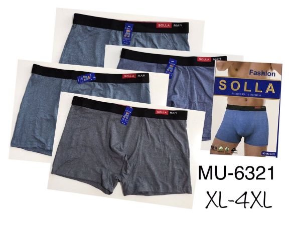 Боксери "SOLLA" MU-6321 cotton+bamboo р. Хl, 2XL, 3XL, 4XL -ростовка 8 шт