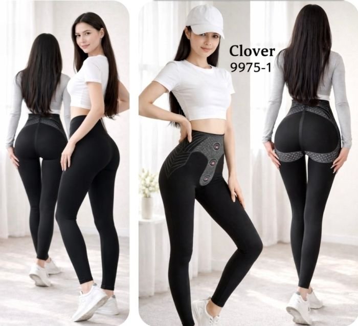 Лосини "Clover" 9975-1 демі гладкі корсетного типу з посиленою коригуючою мембраною та з тейпами +з широким поясом утяжкою +з підтяжкою живота та сідниць, р. М-(44-46), L-(46-48), XL-(48-50) -(чорні)