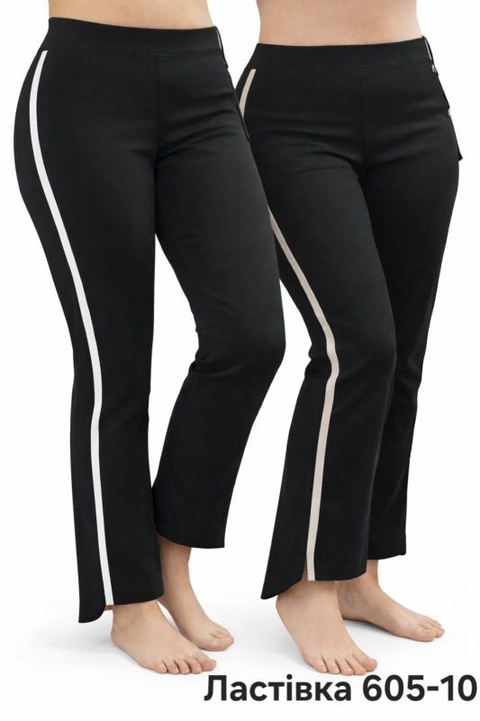 Джегінси "Ластівка" 605-10 джинси-стрейч з лампасами з боків + спереду і ззаду кишені, р. L-(44-46) - (чорні)