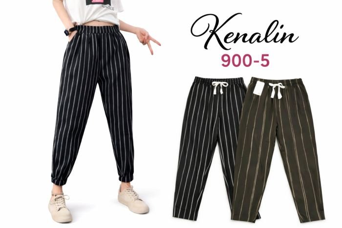 Акція!!!! Прогулянкові штани "KENALIN" 900-5 cotton/льон у дрібну смужечку + з боків кишені, р. Xl-(42-44), 2xl-(44-46) -(чорні в смужку -без вибору кольору смуг!!!)